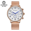 OCHSTIN GQ050D Top Brand Men Luxury Rose Gold Mesh Stainless Steel Wristwatch  Men Slim Classic Quartz Watch